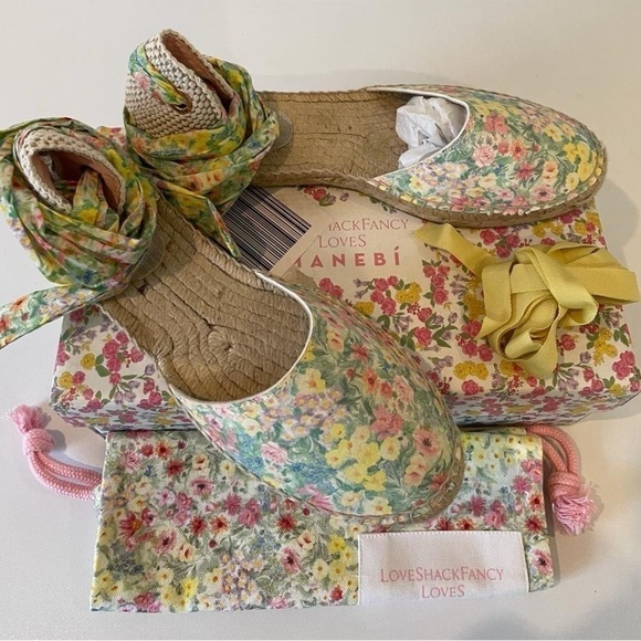 NIB LoveShackFancy X Manebi Valencia Espadrille Flat Sandal in Rainbow Skies - Picture 8 of 13